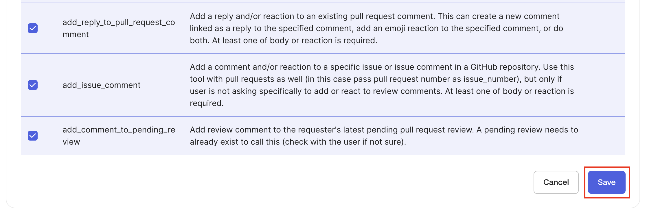 GitHub MCP tool selection in the Gateway configuration