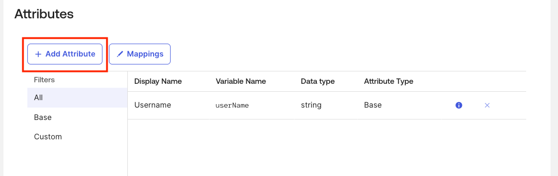 Click Add Attribute button to import database fields