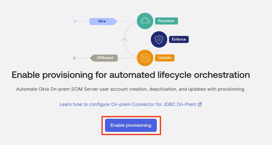 Click Enable Provisioning button to start provisioning configuration