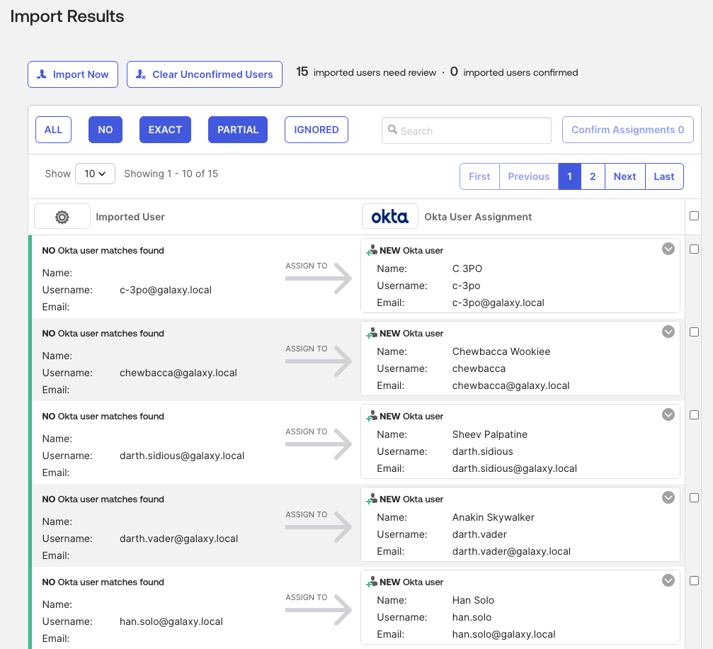 View import success results with list of discovered users