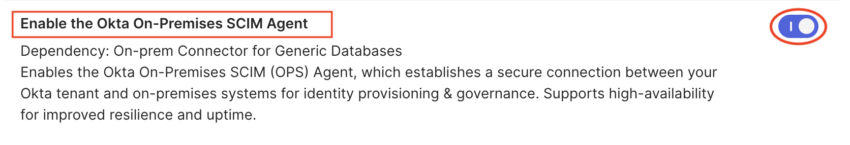 Enable the Okta On-Premises SCIM Agent feature toggle