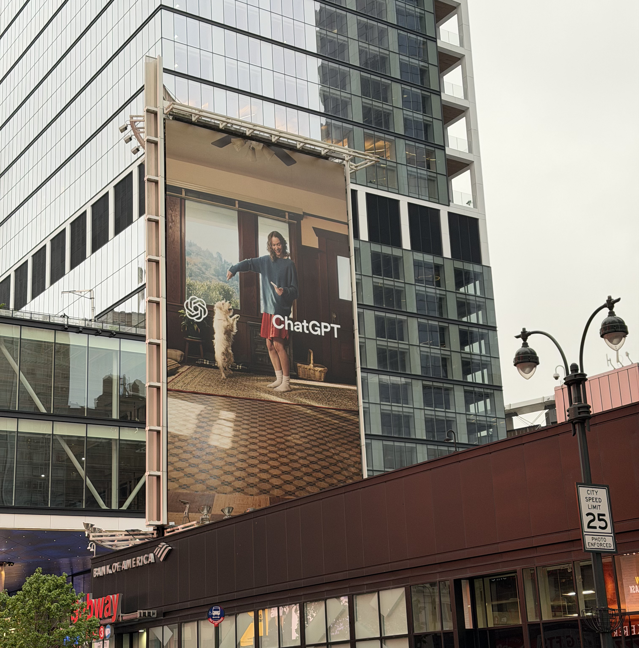 A ChatGPT billboard at Penn Station