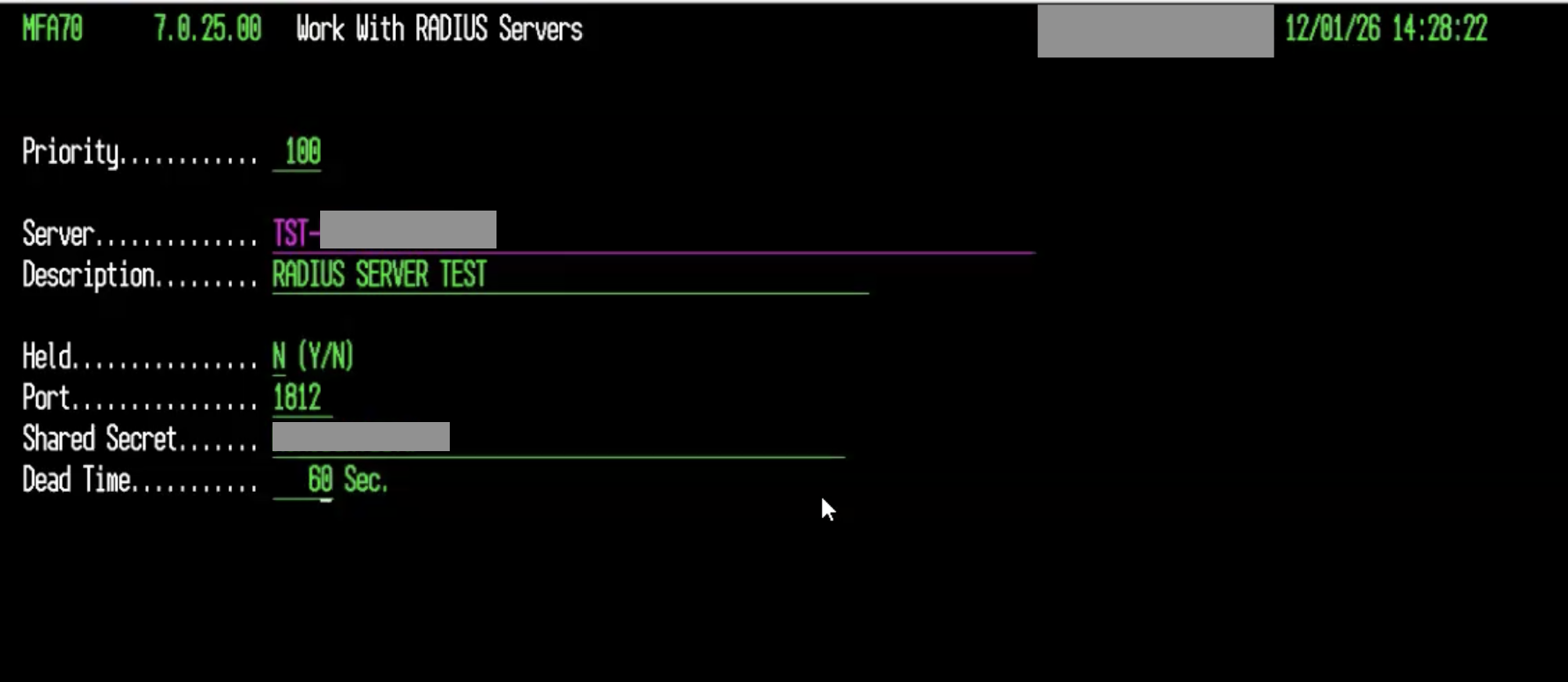 AS400 Configuration for Okta MFA using RADIUS (Precisely)
