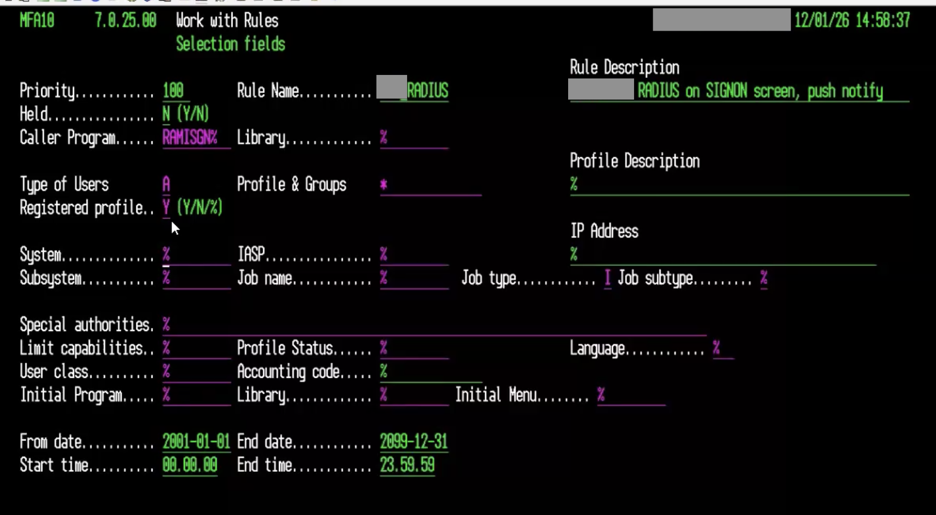 AS400 Configuration for Okta MFA using RADIUS (Precisely)