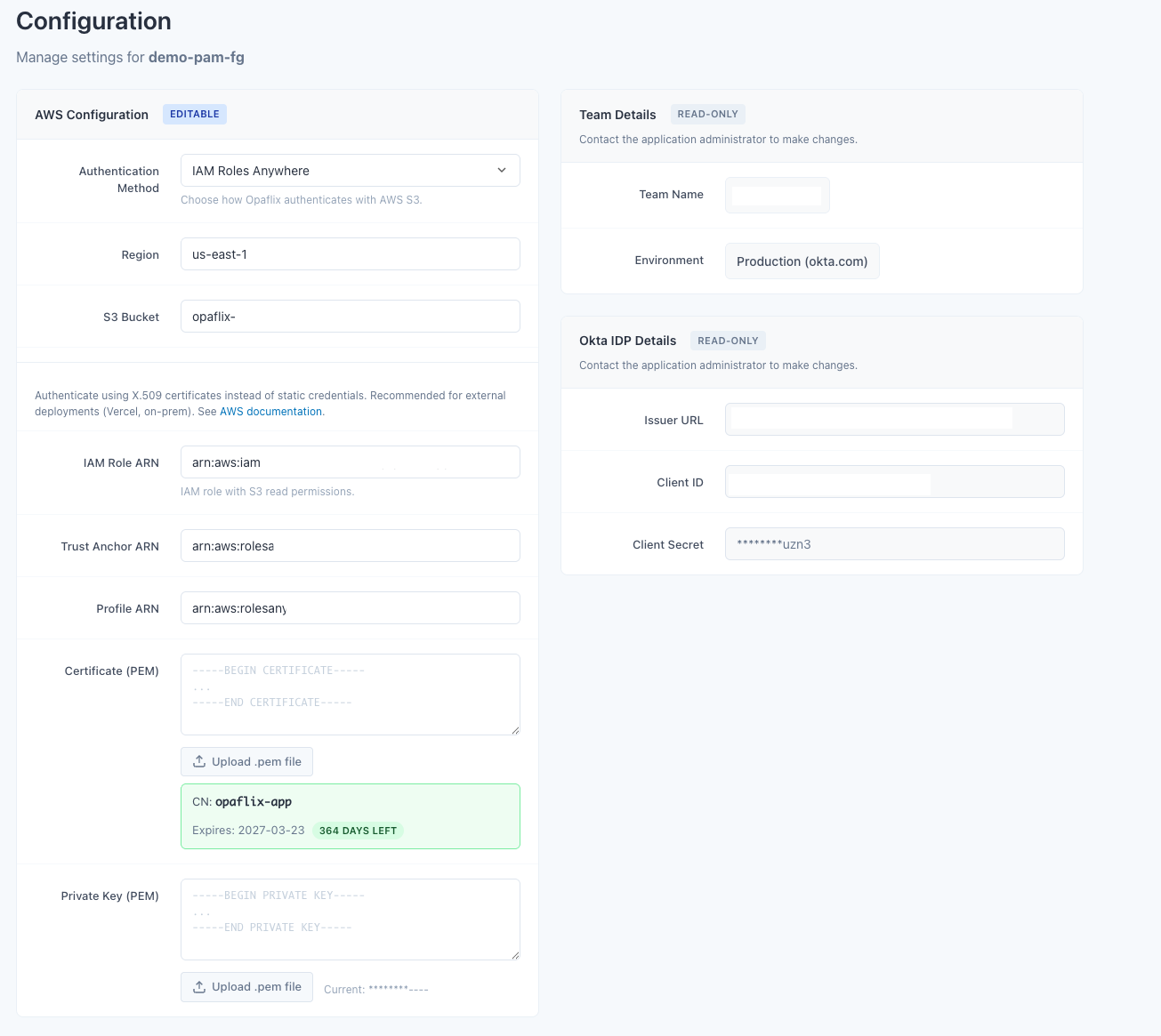 Opaflix Configuration UI