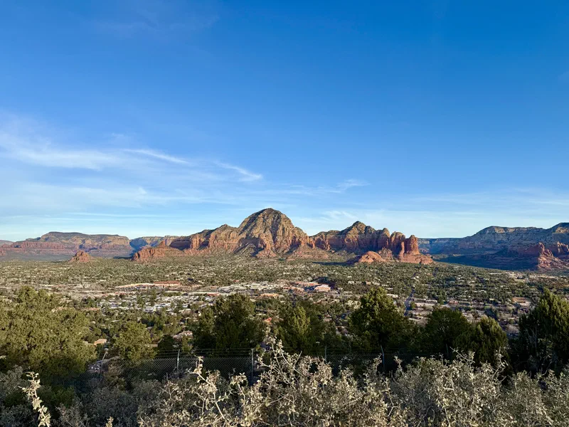 Panoramic view of Sedona from Airport Mesa with red rock formations